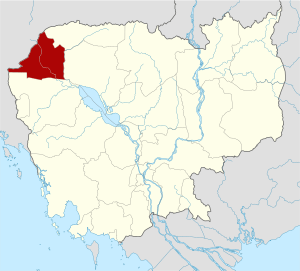 Map of Cambodia highlighting Banteay Meanchey
