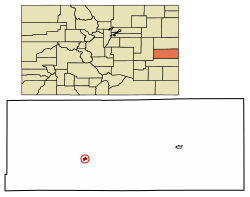 Location of Kit Carson in Cheyenne County, Colorado.