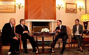 Dmitry Medvedev with Ahmed Ouyahia in Algiers 6 October 2010