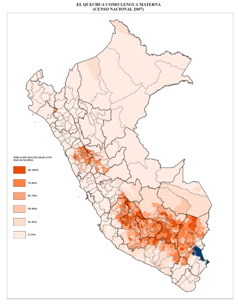 El quechua como lengua materna (censo nacional 2007)