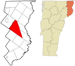 Location in Essex County and the state of Vermont.