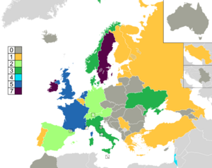 Eurovision winners map
