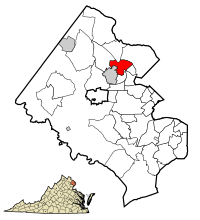 Location of Tysons in Fairfax County, Virginia