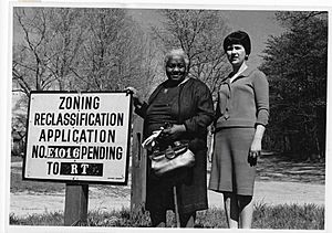 Geneva Mason and Joyce Siegel with Scotland Maryland zoning sign