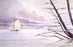 Hampden Clement Blamire Moody, An ice boat at Penetanguishene, c. 1845