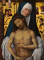 Hans Memling - The Man of Sorrows in the arms of the Virgin - Google Art Project