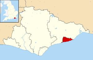 Borough of Hastings shown within East Sussex