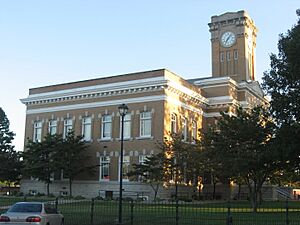 Jackson County Courthouse in Brownstown, northern side and front