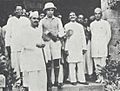 Jawaharlal Nehru at Karachi on return from Lausanne with Kamala Nehru’s ashes