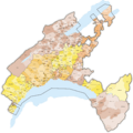 Karte Gemeinden des Kantons Waadt farbig 2022