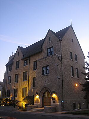 Knowles-Douglas Student Union building, dusk