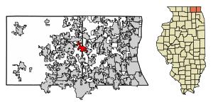 Location of Lakemoor in Lake County, Illinois.