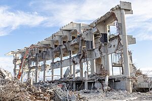 Lancaster Park during demolition, Christchurch, New Zealand
