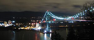 Lions Gate Bridge at night