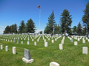 Location of White Swan's (Crow Scout and Artist) grave stone at the Little Bighorn National Cemetery.