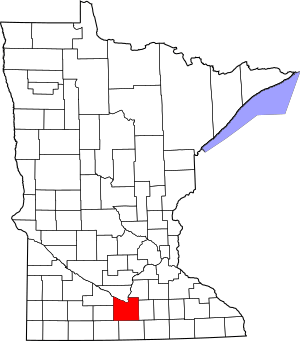 Map of Minnesota highlighting Blue Earth County