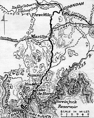 Map of railway from Goondah to Burrinjuck Dam