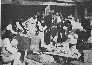 Masons at work on the Scott Monument, c.1841-44