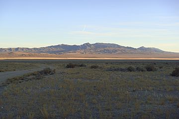 A photo of the Mountain Home Range at sunset viewed from the northwest