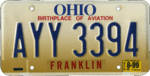 Ohio license plate, August 1999 (Franklin County).png