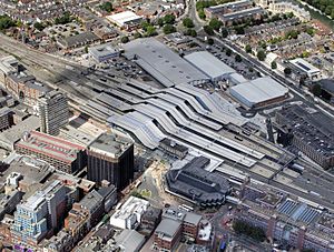 Reading railway station aerial, August 2014