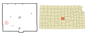 Location within Rice County and Kansas