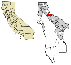 Location of Burlingame in San Mateo County, California