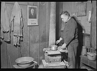 Scott's Run, West Virginia. Unemployed bachelor, Jere - This is typical of a particular group of stranded men in an... - NARA - 518397