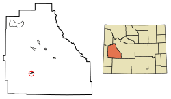 Location of Big Piney in Sublette County, Wyoming.