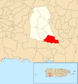 Location of Susúa within the municipality of Sabana Grande shown in red