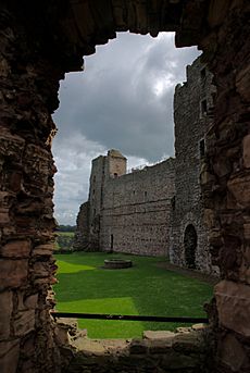 Tantallon Castle, courtyard with well and southern wing