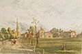 The Church, Tabard Inn and Stores from Acton Green by Edward Hargitt 1882