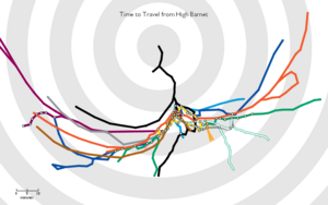 Travel Time Tube Map - High Barnet