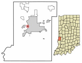 Location of Taylorville in Vigo County, Indiana.
