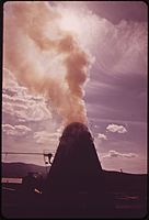 WIGWAM BURNER AT THE LOUISIANA PACIFIC LUMBER PLANT AT POST FALLS, IDAHO - NARA - 548157