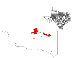 Location of Monahans, Texas