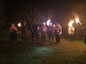 Wassailing the apple tree