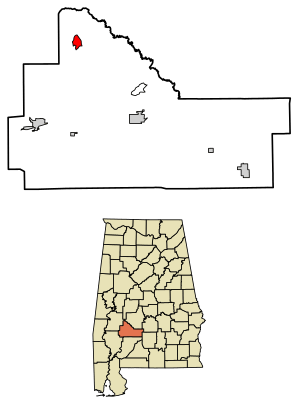 Location of Catherine in Wilcox County, Alabama.