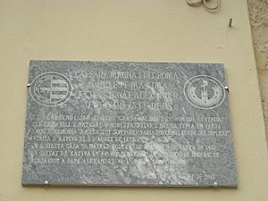 Xàtiva. Casa d'Alexandre VI. Placa