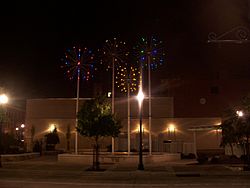 Zambelli Plaza in Downtown recognizes the pyrotechnics industry in New Castle.