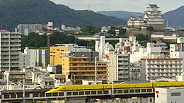 240726 Shinkansen 923 running through Himeji city