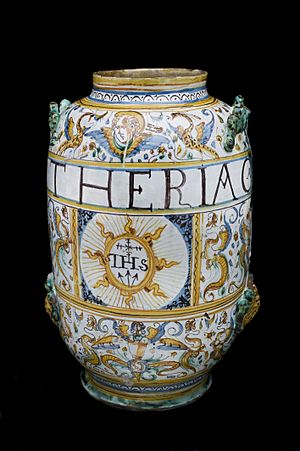 Albarello vase for theriac, Italy, 1641 Wellcome L0057175