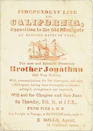 BROTHER JONATHAN sailing card