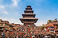 Bisket Jatra festival 2018 at the Nyatapola temple, Bhaktapur