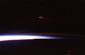 Comet Hale-Bopp from Space Shuttle Columbia (STS-83)