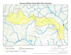 Course of Marys Creek (Haw River tributary)