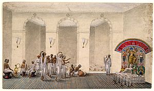 Durga Puja, 1809 watercolour painting in Patna Style