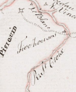 Five Houses by John Brewse (inset of A map of the surveyed parts of Nova Scotia, 1756)