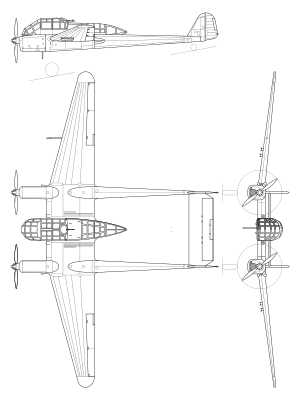 Focke-Wulf Fw 189 A-1 3-view line drawing