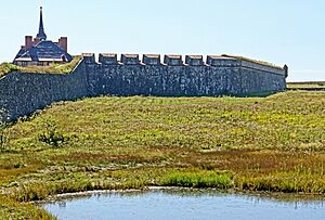 Fortress Louisbourg DSC02268 - Land Side of the King's Bastion and Walls (8176151324)